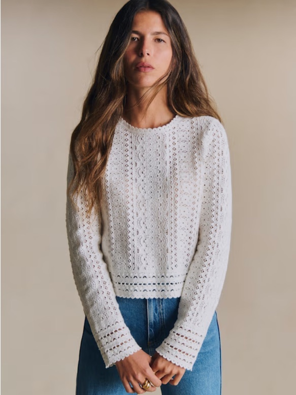 Sezane Noemie Ecru Lace Blouse - XS